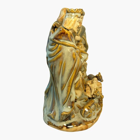 Ceramic Nativity Candle Luminary Figurine Wise Men Joseph Mary Baby Jesus Scene - Picture 5 of 12